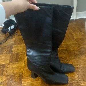 Square toe knee high boots